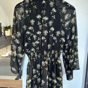 RACHEL Rachel Roy Blue and Black Long Sleeve Sundress